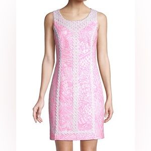 NWT MacFarlane Stretch Shift Dress - Pelican Pink Sea Cups